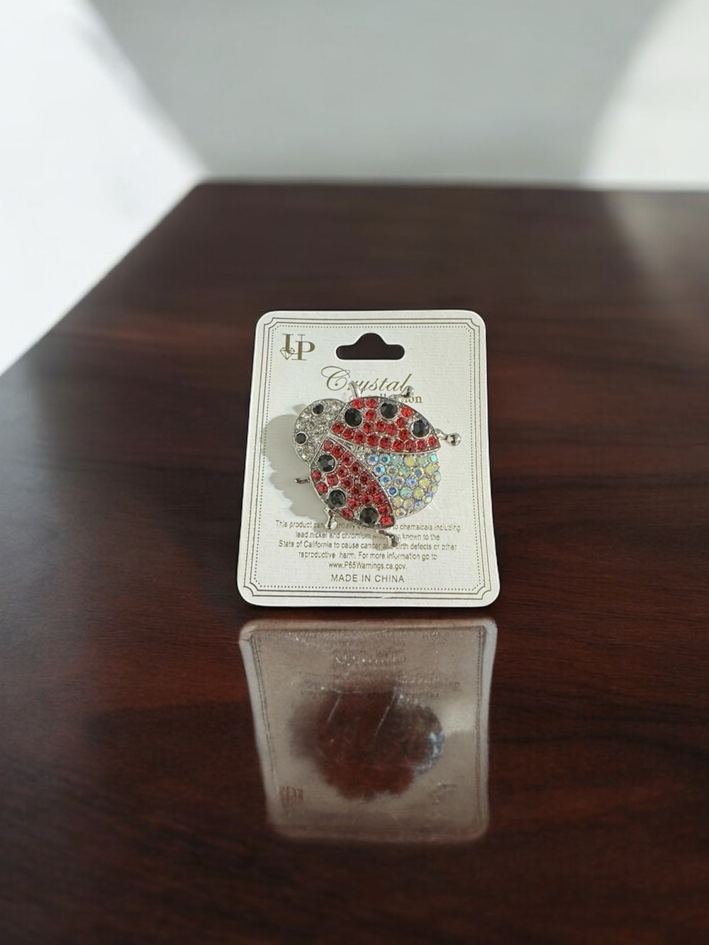 Iridescent Crystal Ladybug Brooch
